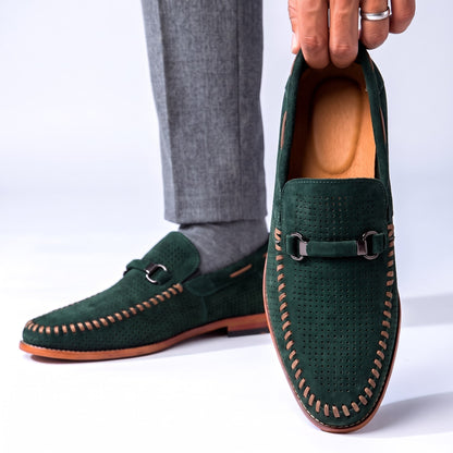 Perforated Suede Loafers