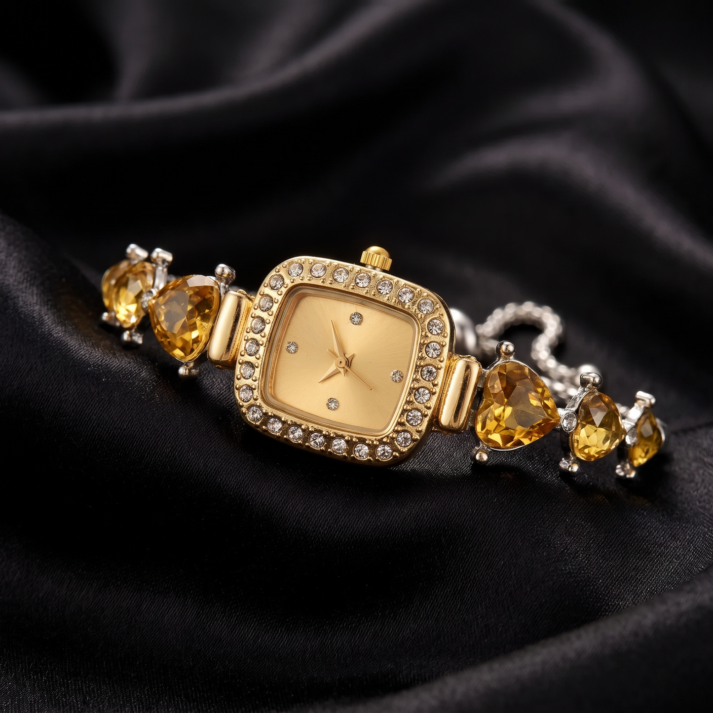 Diamond-Studded Bracelet Watch