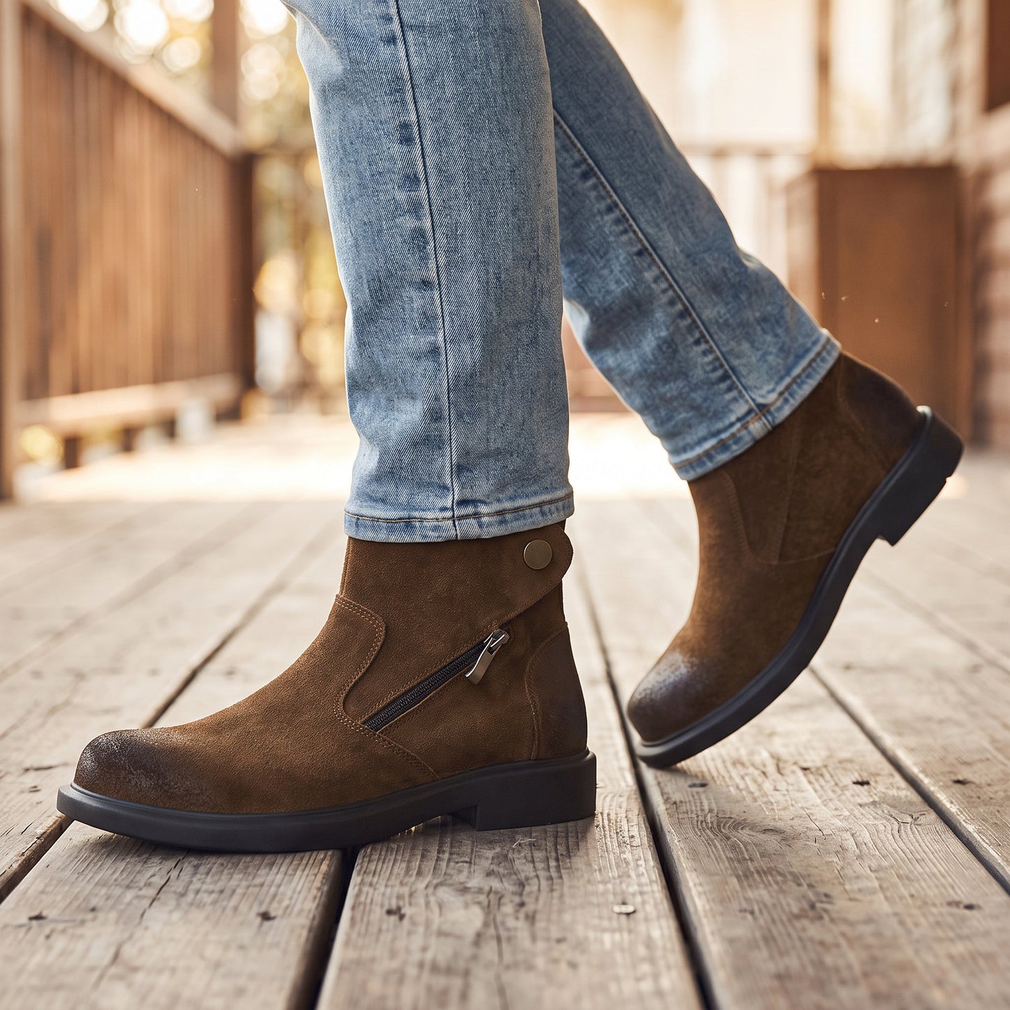 Gold Button Chelsea Boots