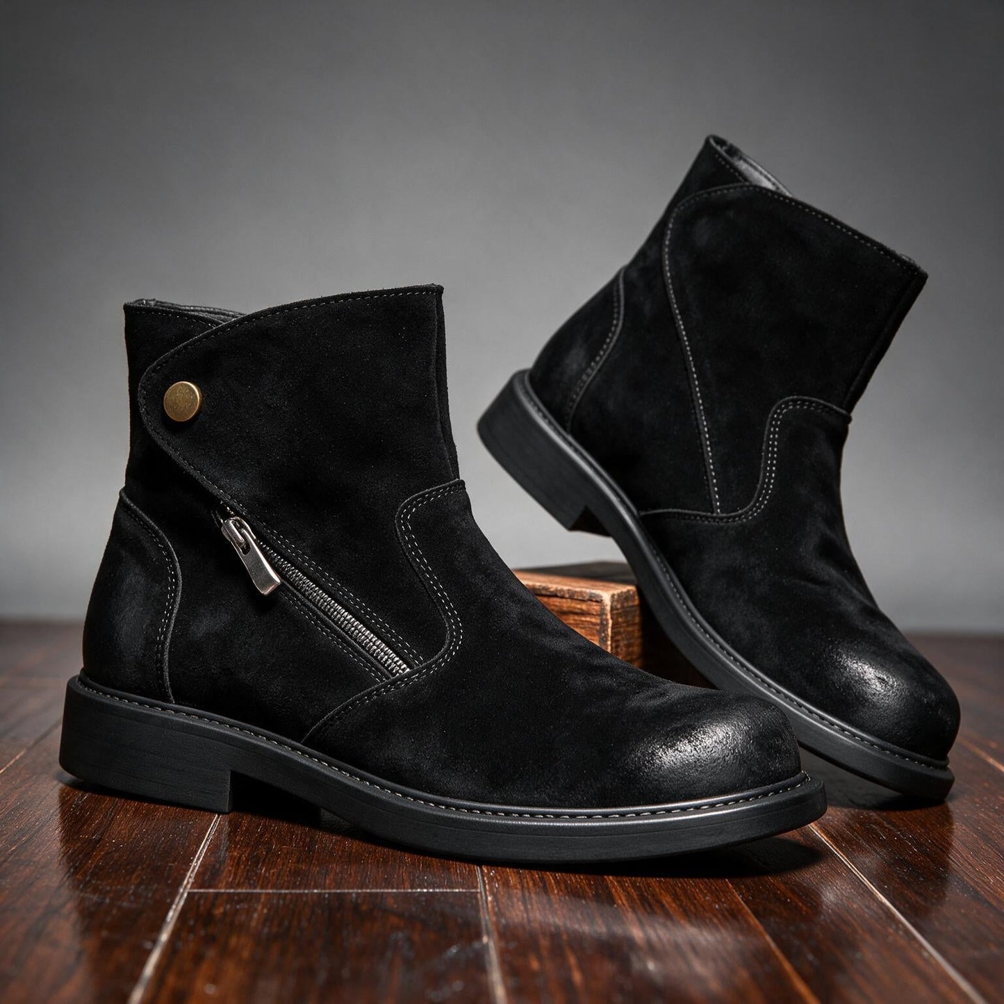 Gold Button Chelsea Boots
