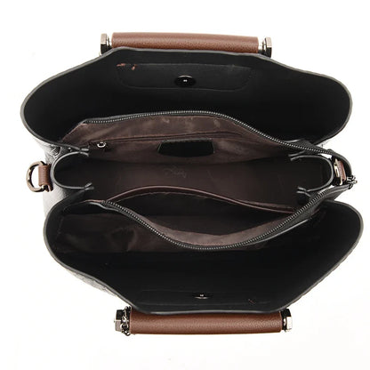 Diagonal Leather Shoulder Tote