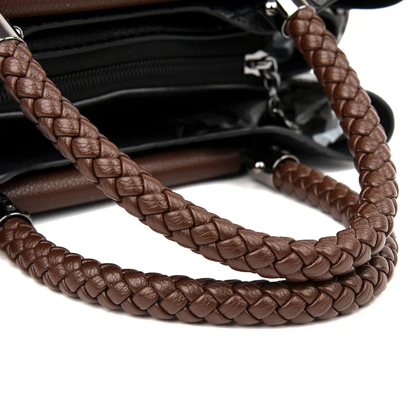 Diagonal Leather Shoulder Tote