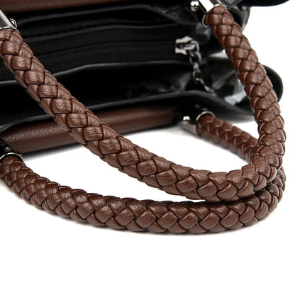 Diagonal Leather Shoulder Tote