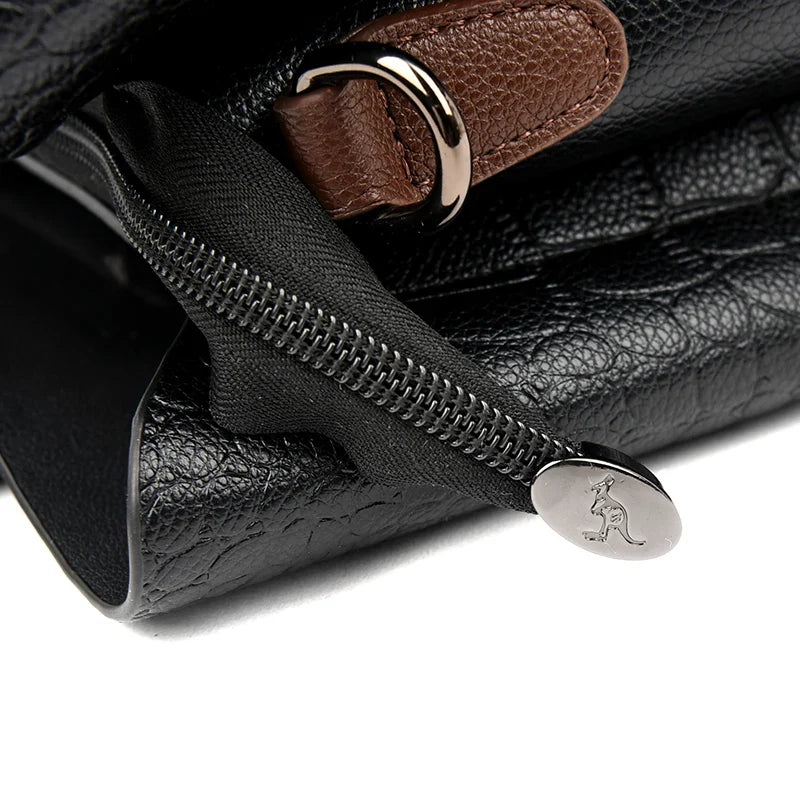 Diagonal Leather Shoulder Tote