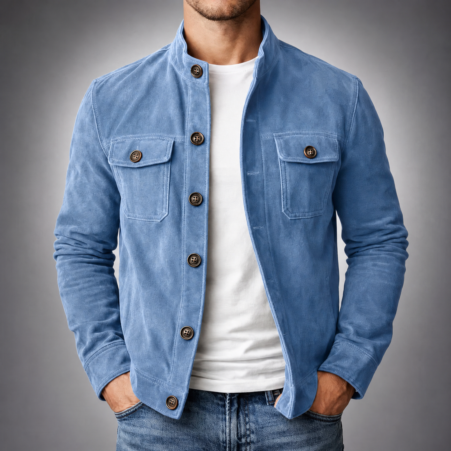 Suede Stand Collar Jacket