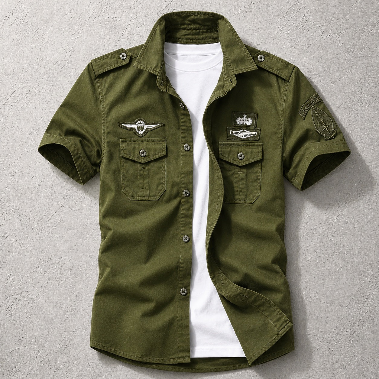 Military Style Cotton Shirt
