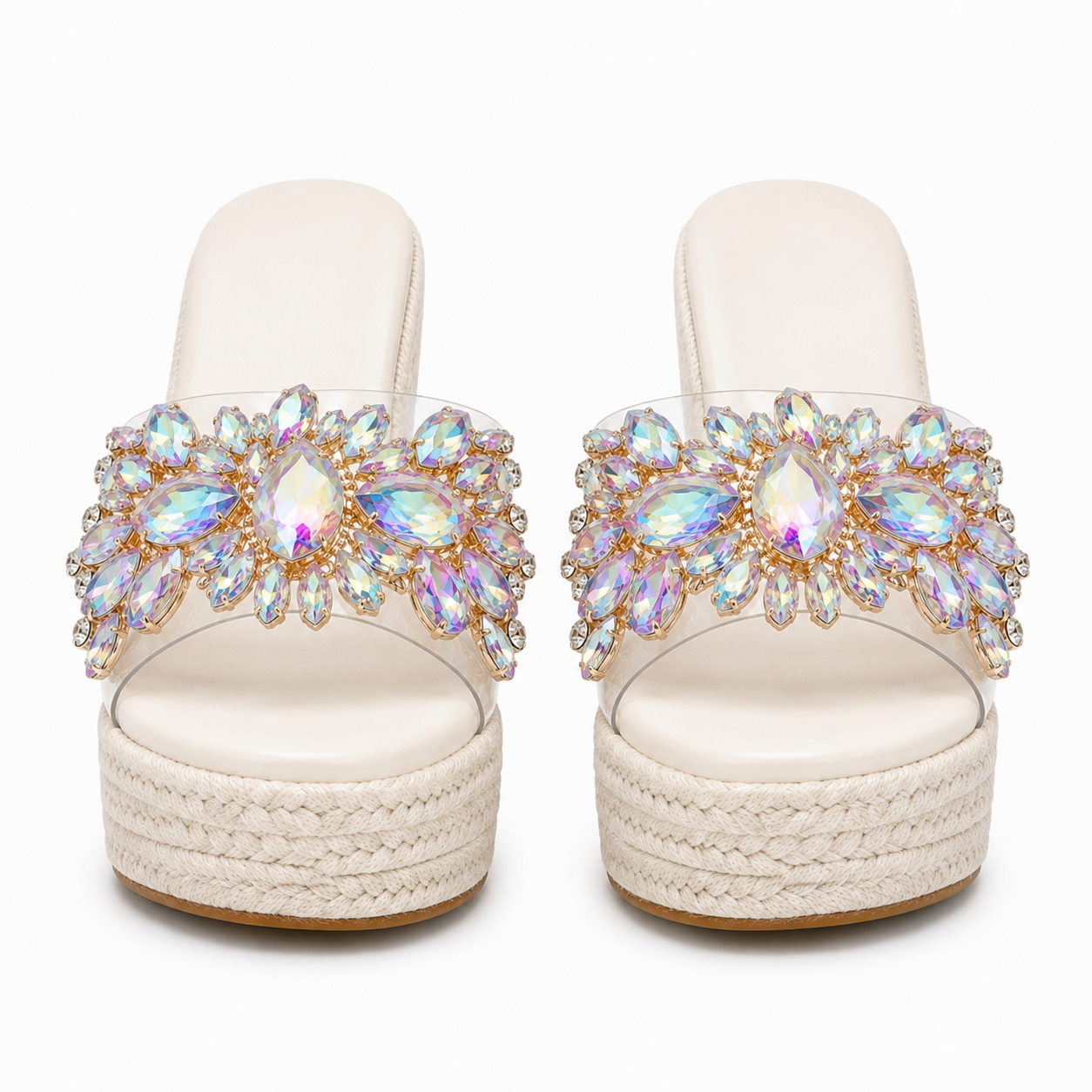Rhinestone High Heel Slides