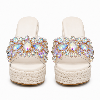 Rhinestone High Heel Slides