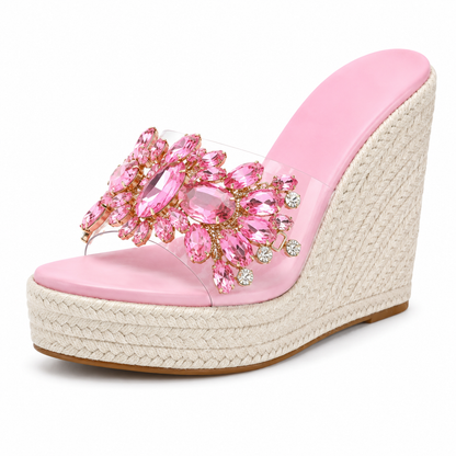 Rhinestone High Heel Slides